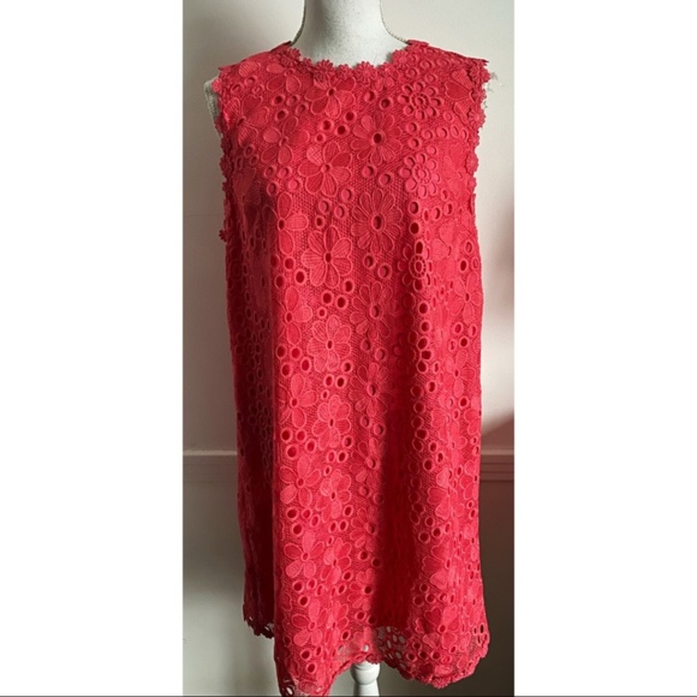 Kate Spade • Coral Salmon Lace Shore Thing Shift Dress - Picture 4 of 9